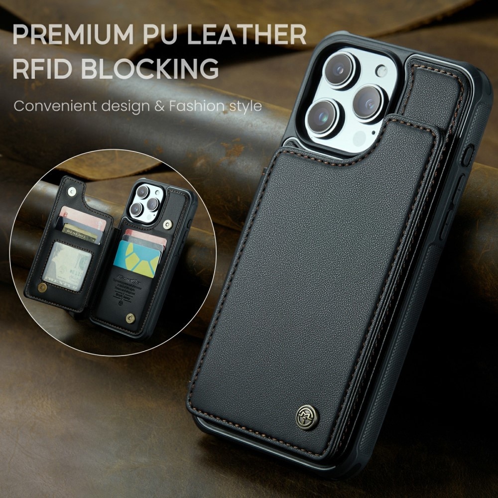 RFID-blocking Lompakonkuori iPhone 16 Pro Max musta