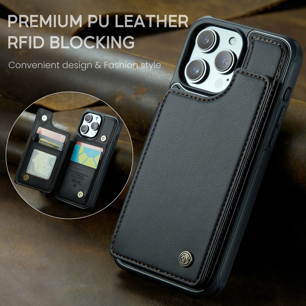 RFID-blocking Lompakonkuori iPhone 16 Pro musta