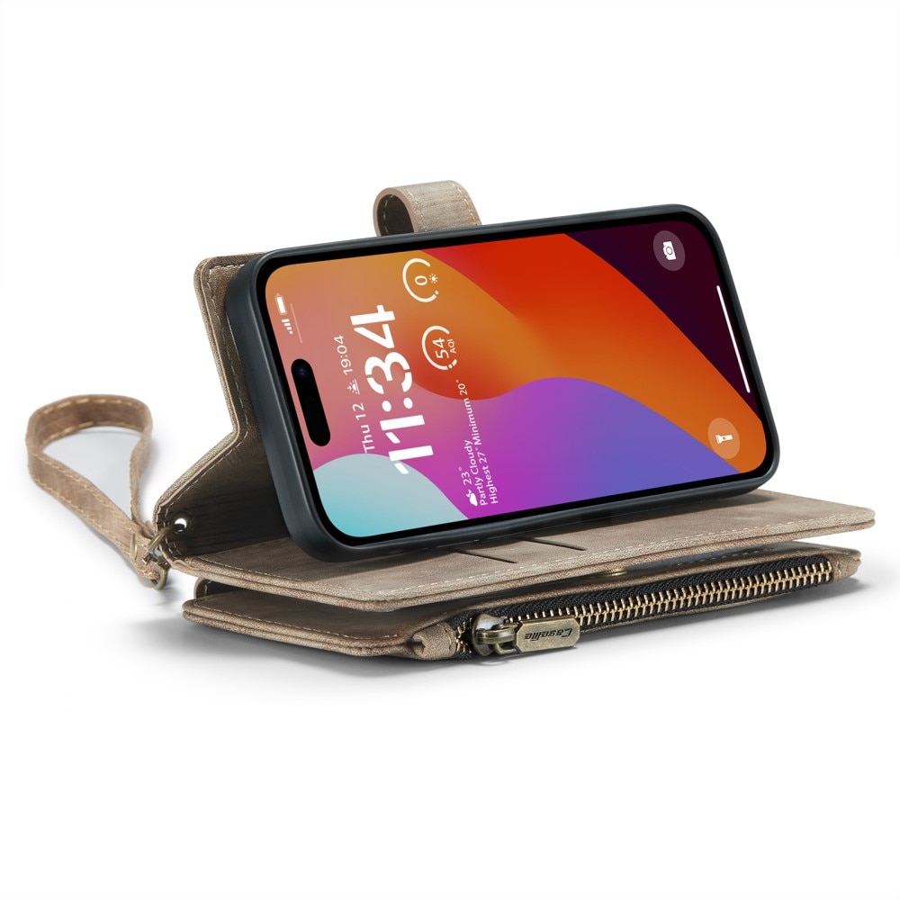 Zipper Wallet iPhone 16 Pro Ruskea