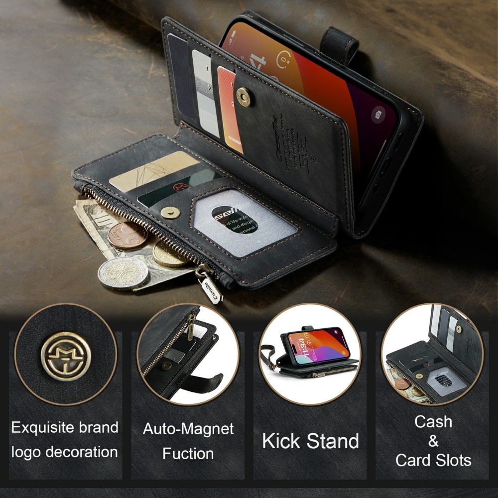 Zipper Wallet iPhone 16 Pro Musta