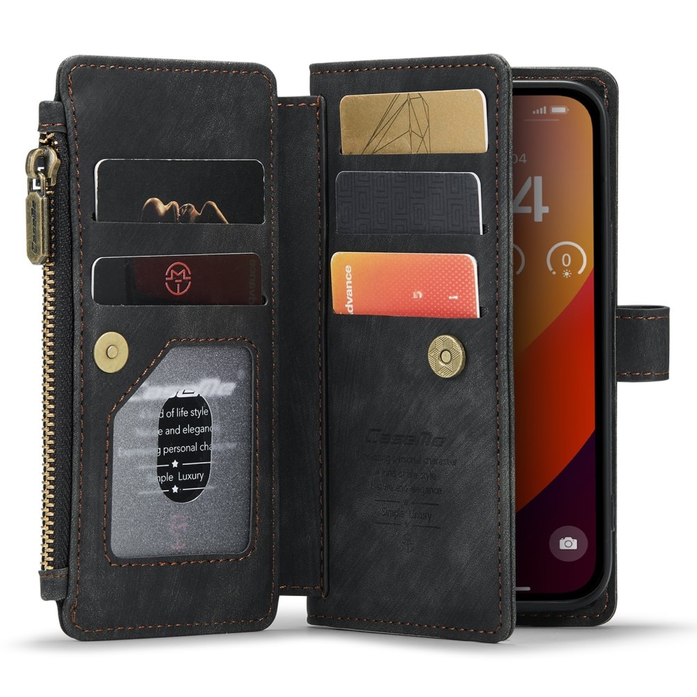 Zipper Wallet iPhone 16 Pro Musta