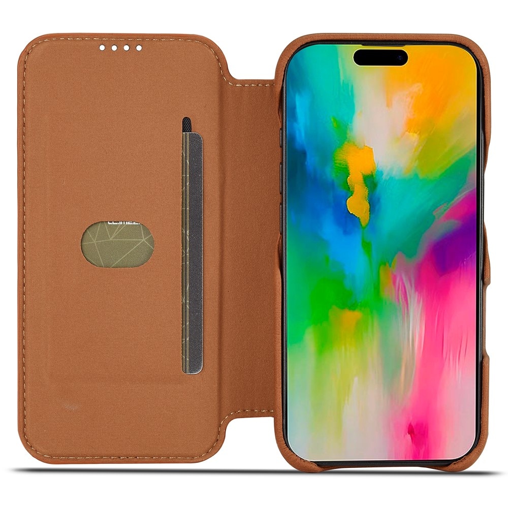 Slim Lompakkokotelot iPhone 16 Pro cognac