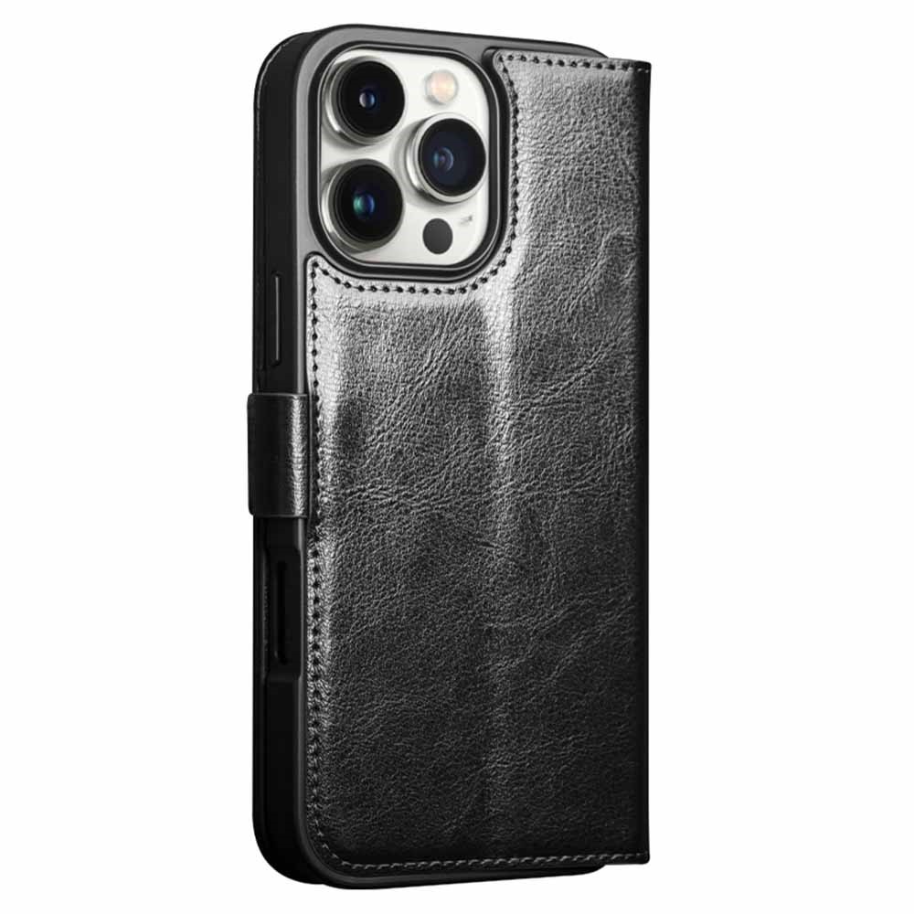 Leather Wallet Case iPhone 16 Pro Max Black