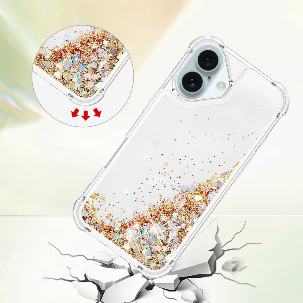 Glitter Powder TPU Kuori iPhone 16 kulta