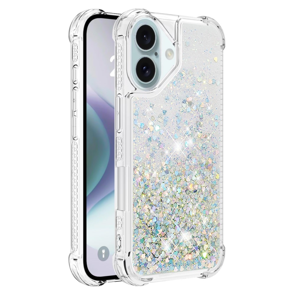 Glitter Powder TPU Kuori iPhone 16 hopea