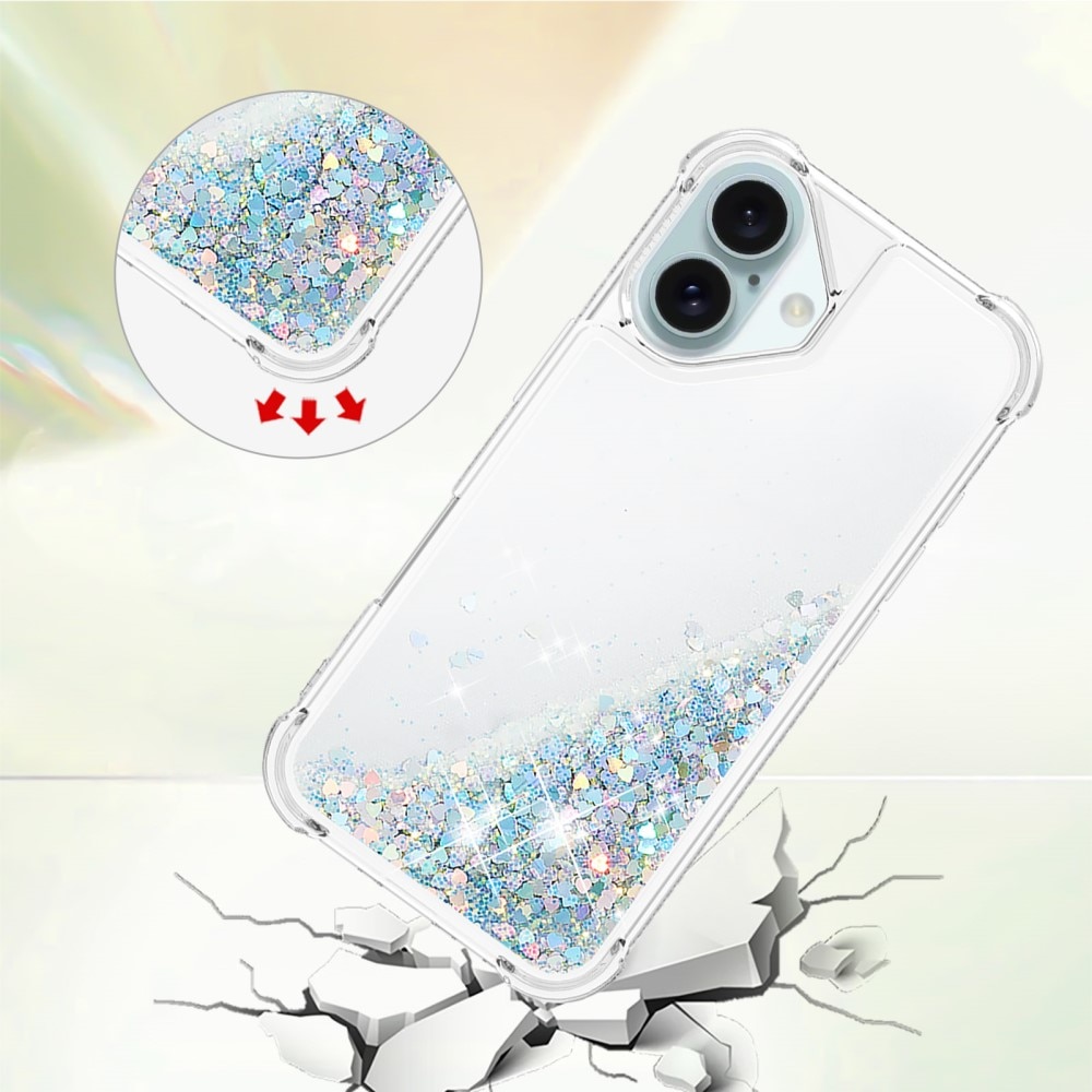 Glitter Powder TPU Kuori iPhone 16 hopea