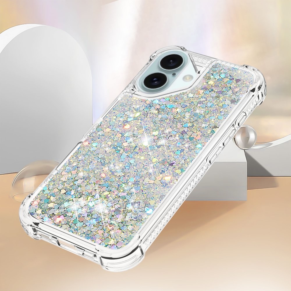 Glitter Powder TPU Kuori iPhone 16 hopea