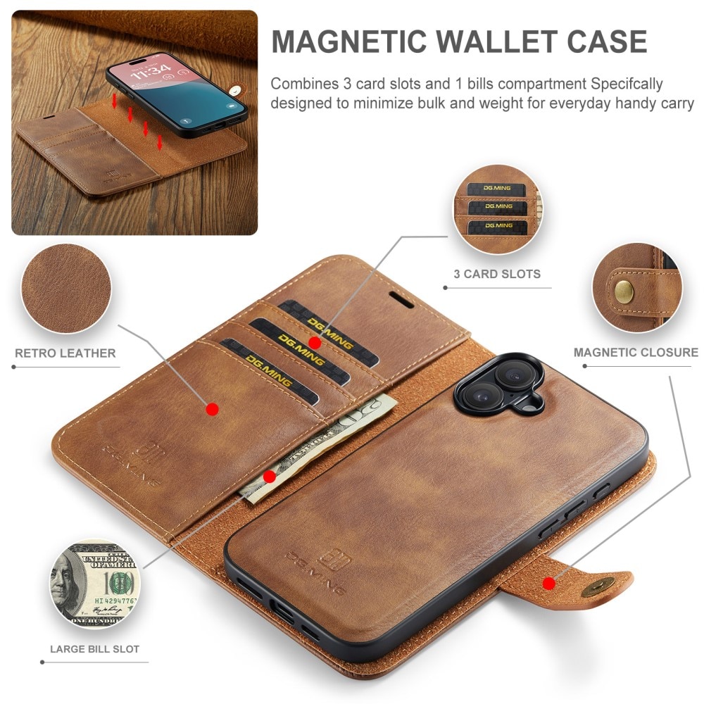 Magnet Wallet iPhone 16 Plus Cognac