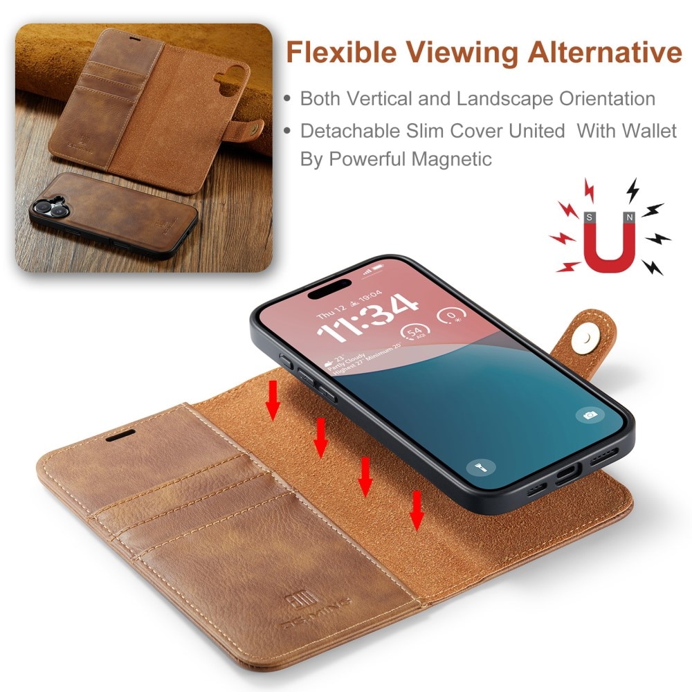 Magnet Wallet iPhone 16 Plus Cognac