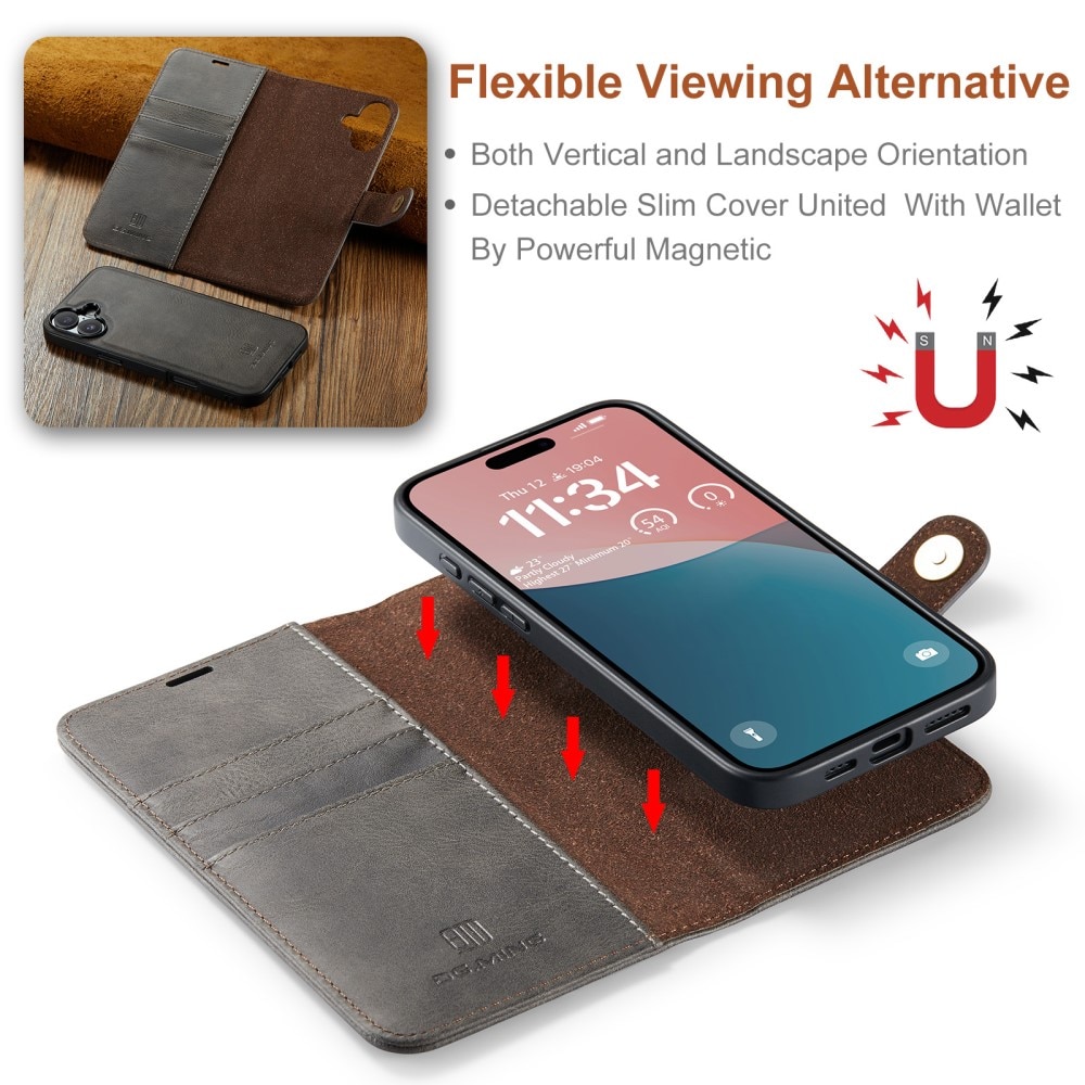 Magnet Wallet iPhone 16 Brown