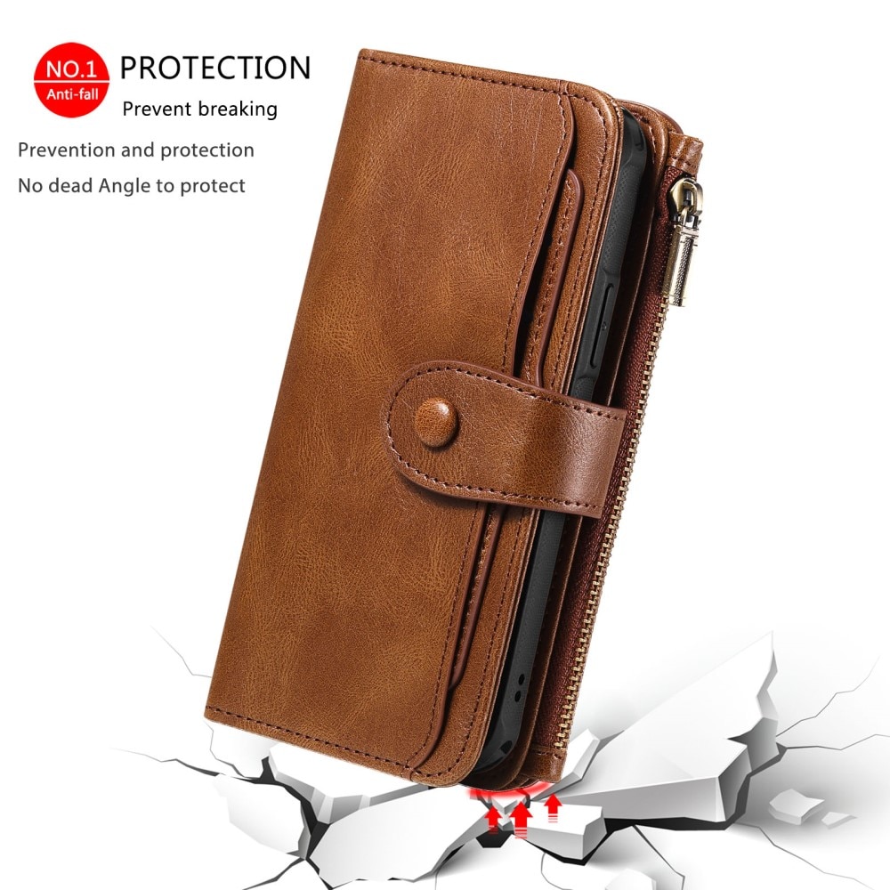 Magnet Leather Multi-Wallet iPhone 16 Pro ruskea