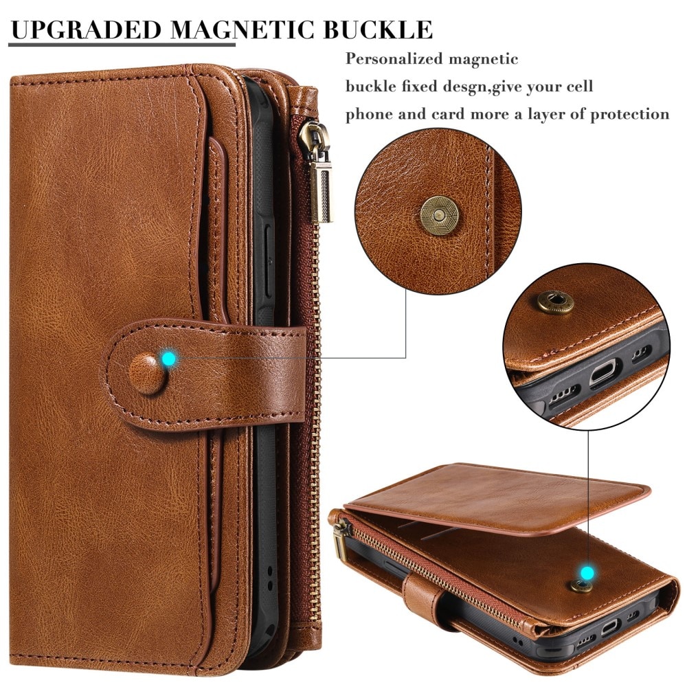 Magnet Leather Multi-Wallet iPhone 16 Pro ruskea