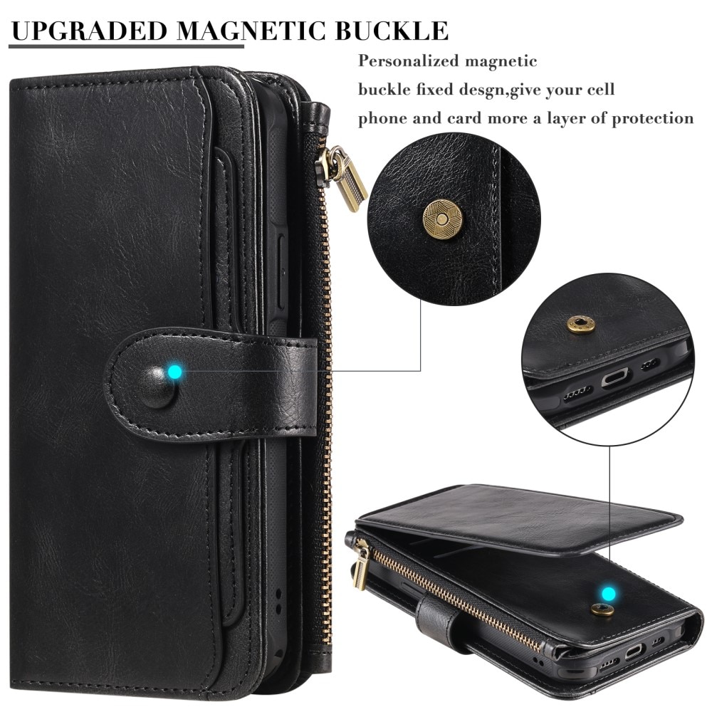 Magnet Leather Multi-Wallet iPhone 16 Pro musta