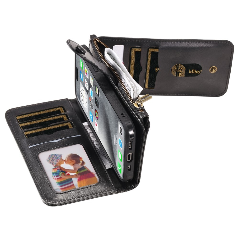 Magnet Leather Multi-Wallet iPhone 16 Pro Max musta