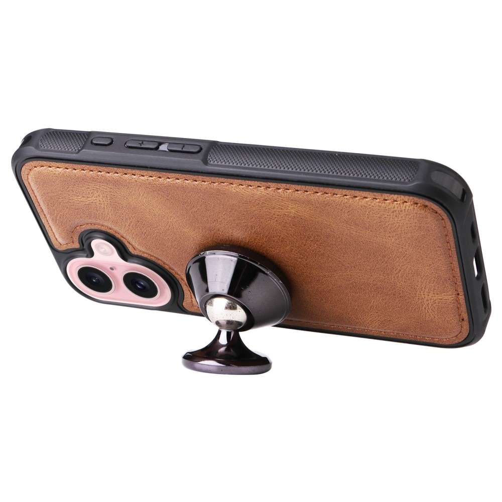 Magnet Leather Multi-Wallet iPhone 16 ruskea