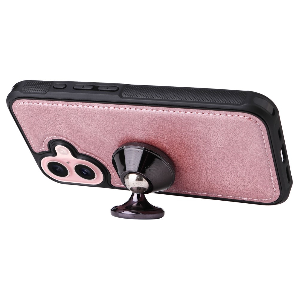 Magnet Leather Multi-Wallet iPhone 16 vaaleanpunainen