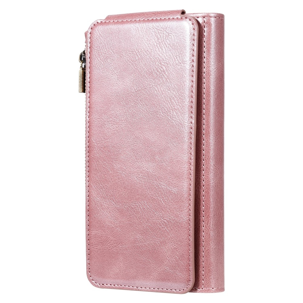 Magnet Leather Multi-Wallet iPhone 16 vaaleanpunainen