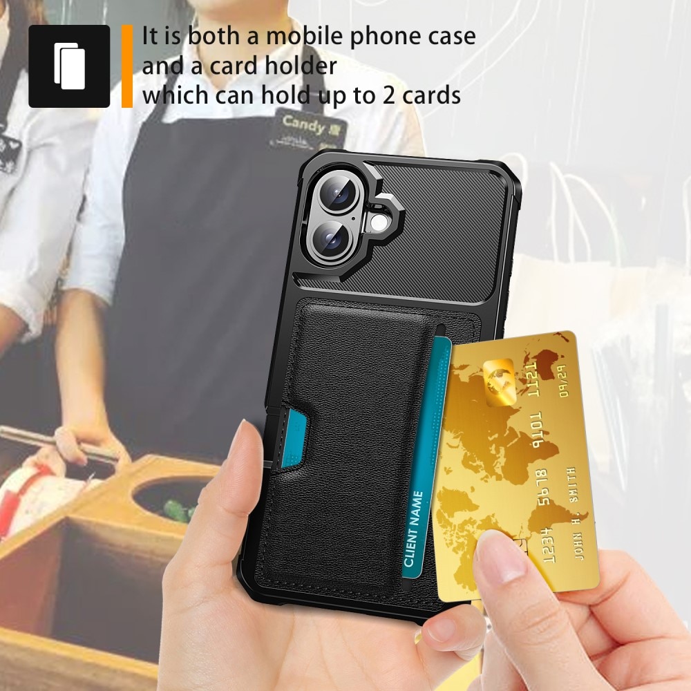 Tough Card Case iPhone 16 musta