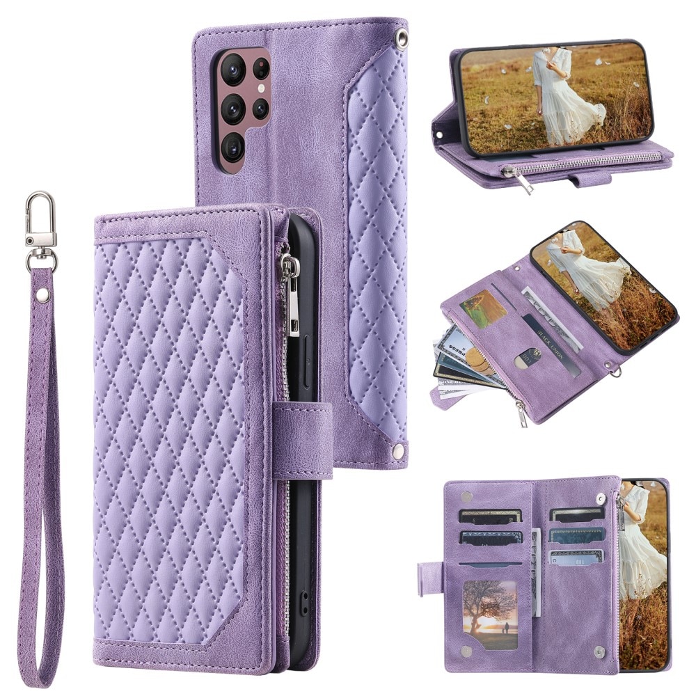 Lompakkolaukku Samsung Galaxy S25 Ultra Quilted Liila