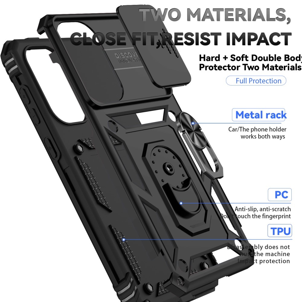 Hybridikuori Ring + Kamerasuojalla Samsung Galaxy A36 Musta