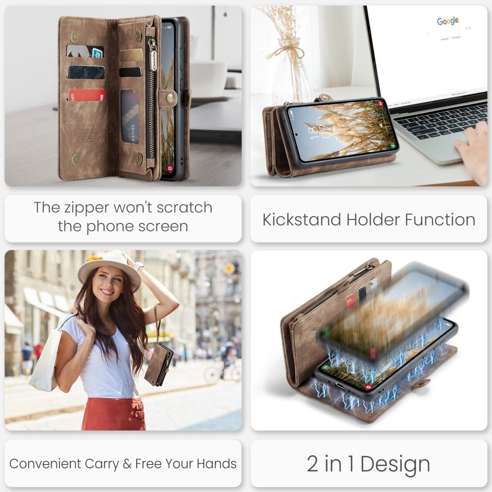Multi-slot Suojakotelo Samsung Galaxy A36 ruskea