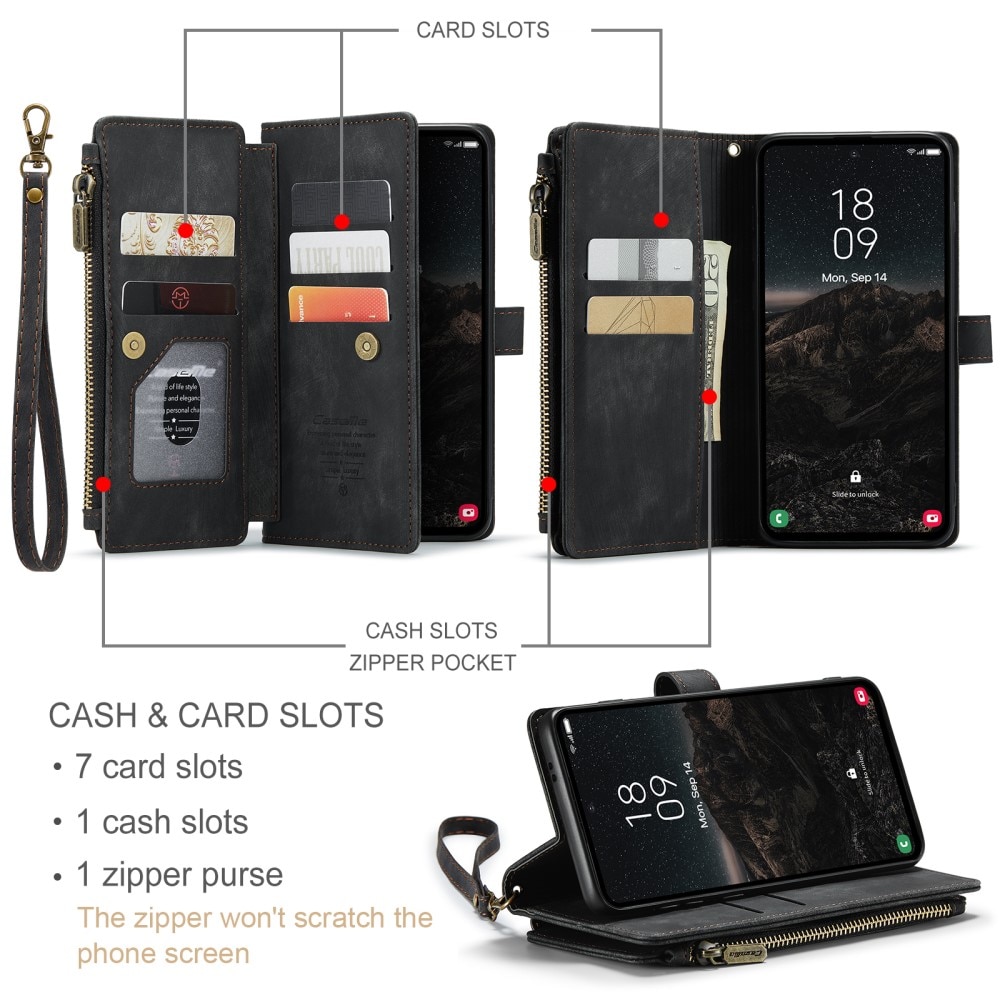 Zipper Wallet Samsung Galaxy S25 Musta