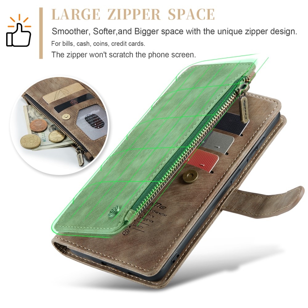 Zipper Wallet Samsung Galaxy S25 Ruskea