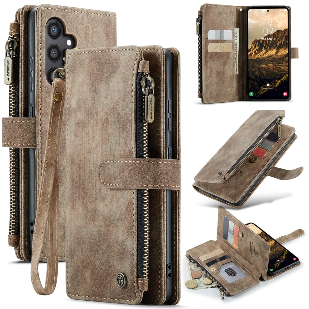 Zipper Wallet Samsung Galaxy S25 Ruskea