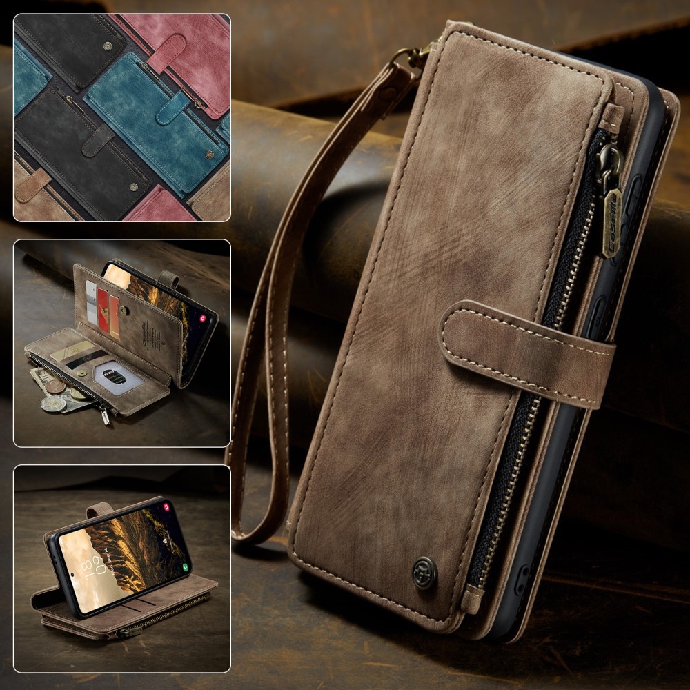 Zipper Wallet Samsung Galaxy S25 Ruskea