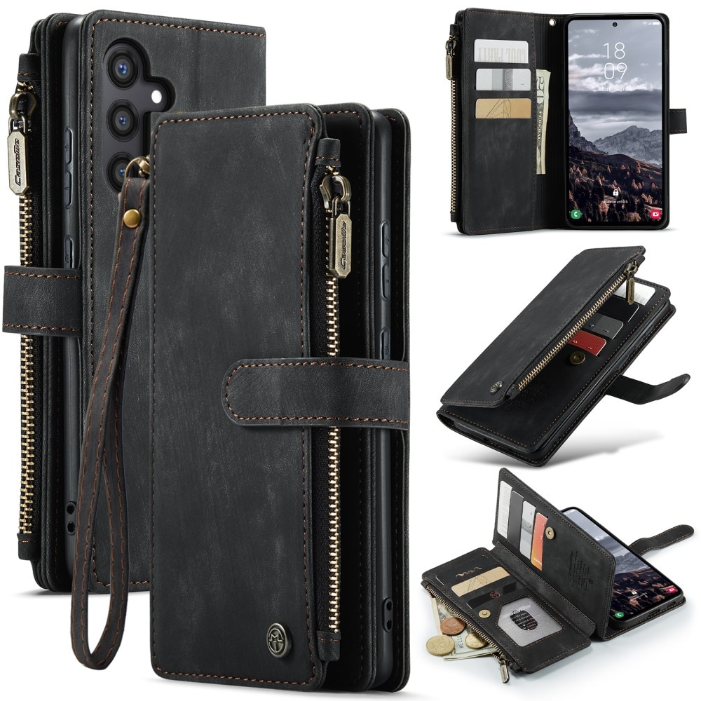 Zipper Wallet Samsung Galaxy S25 Plus Musta