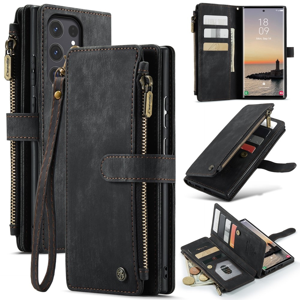 Zipper Wallet Samsung Galaxy S25 Ultra Musta