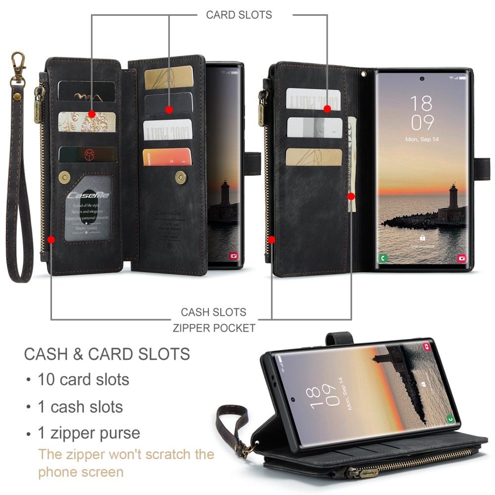 Zipper Wallet Samsung Galaxy S25 Ultra Musta