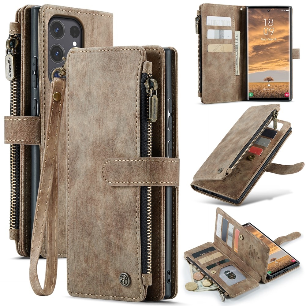 Zipper Wallet Samsung Galaxy S25 Ultra Ruskea