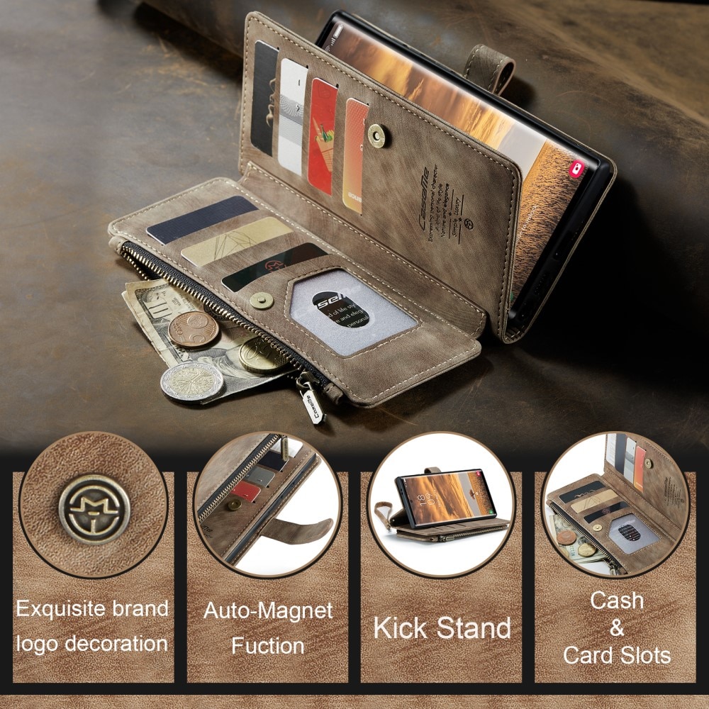 Zipper Wallet Samsung Galaxy S25 Ultra Ruskea