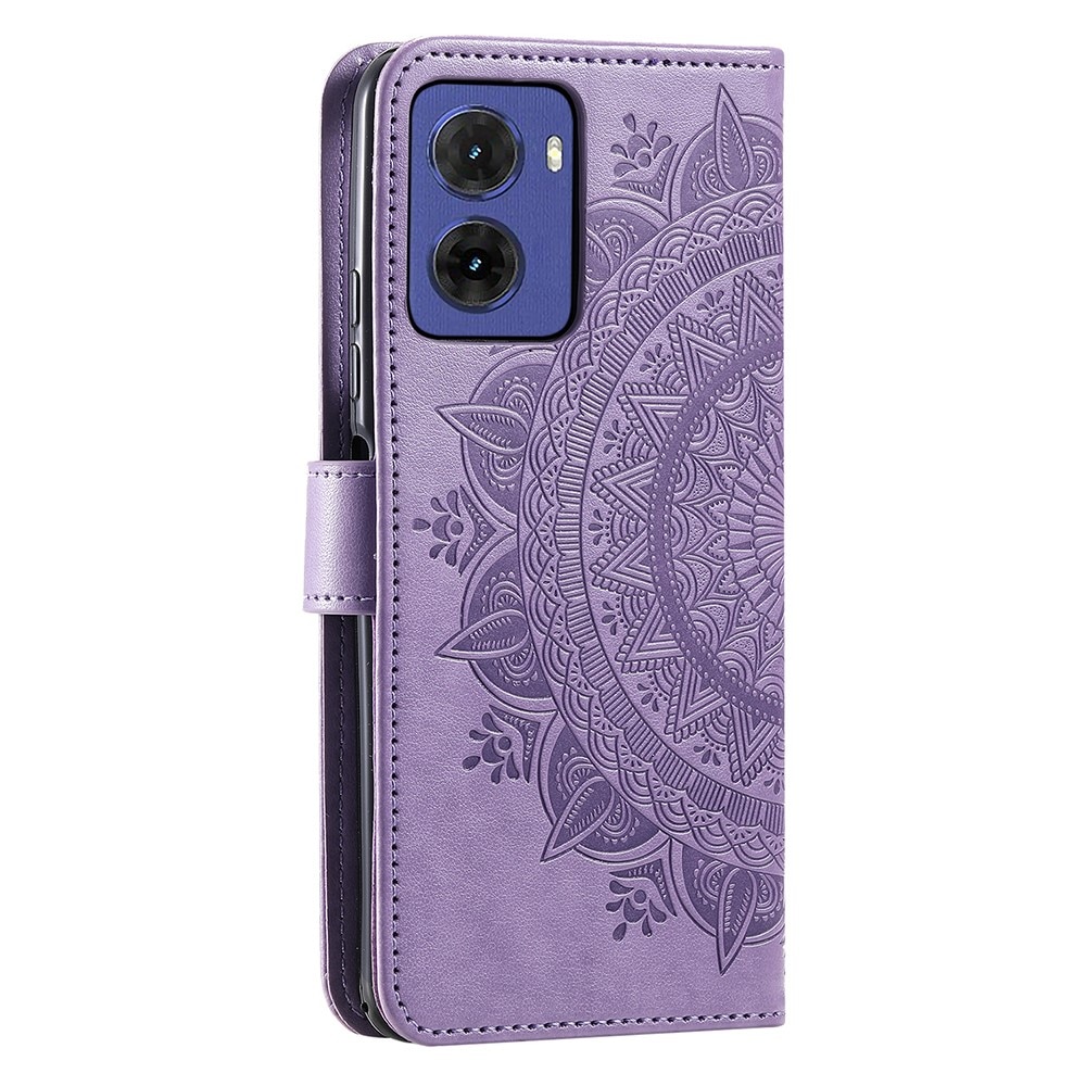 Nahkakotelo Mandala Motorola Moto E15 liila