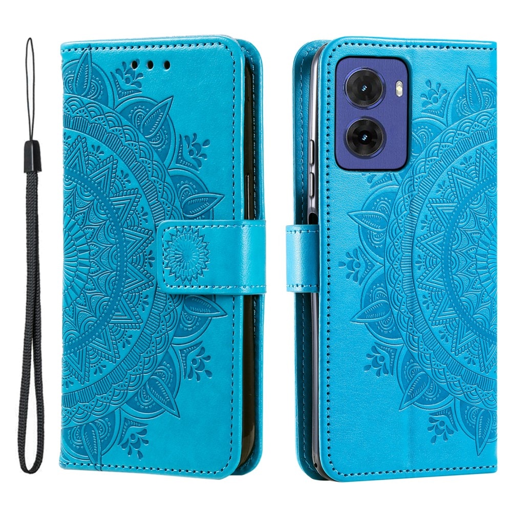 Nahkakotelo Mandala Motorola Moto E15 sininen