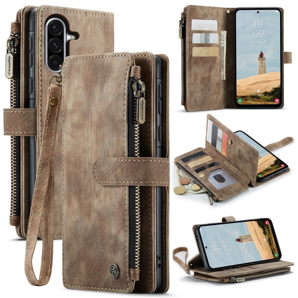 Zipper Wallet Samsung Galaxy A56 Ruskea