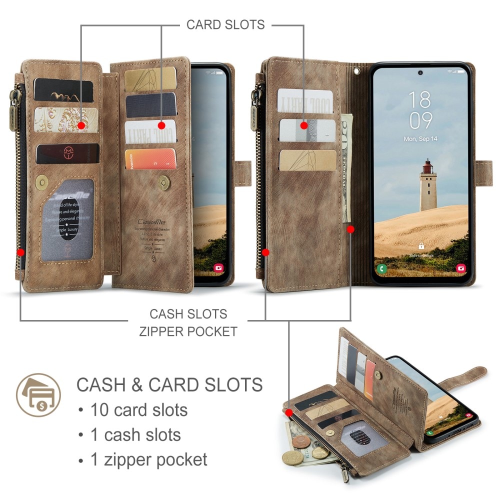 Zipper Wallet Samsung Galaxy A56 Ruskea