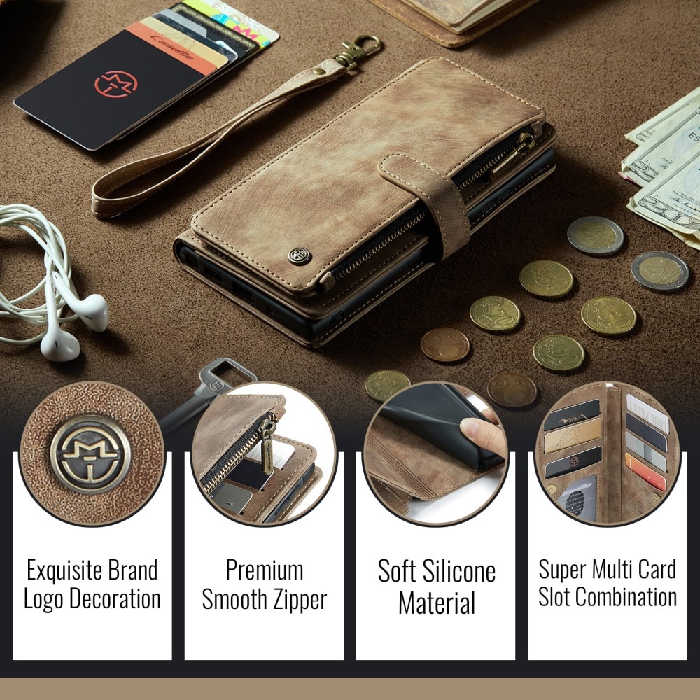 Zipper Wallet Samsung Galaxy A56 Ruskea