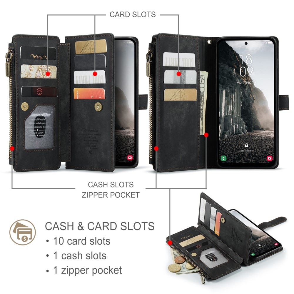 Zipper Wallet Samsung Galaxy A56 Musta