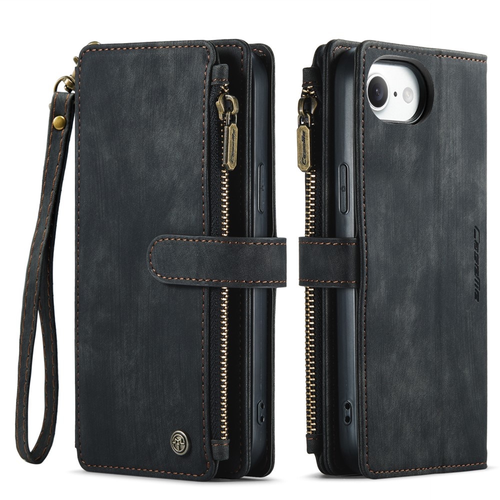 Zipper Wallet iPhone 16e Musta