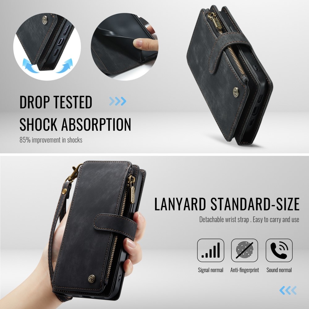 Zipper Wallet iPhone 16e Musta