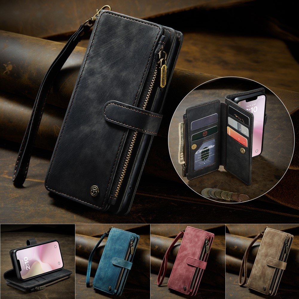 Zipper Wallet iPhone 16e Musta