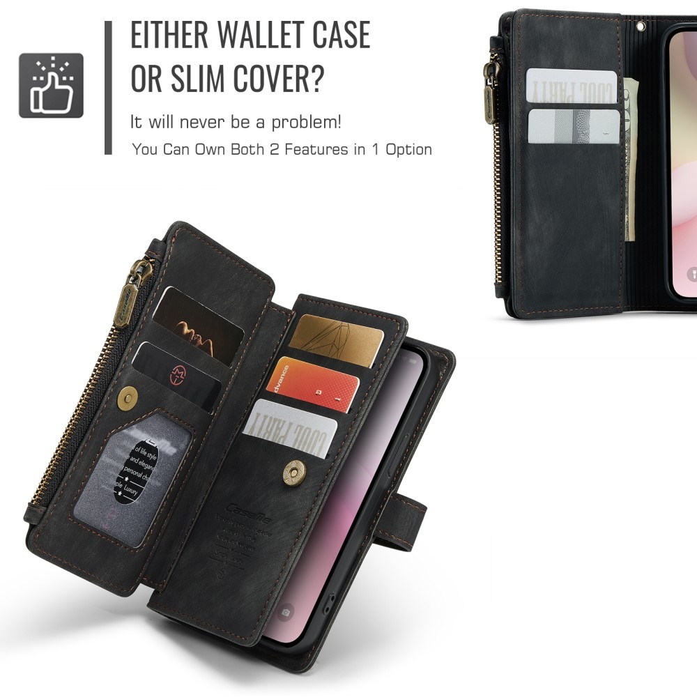 Zipper Wallet iPhone 16e Musta