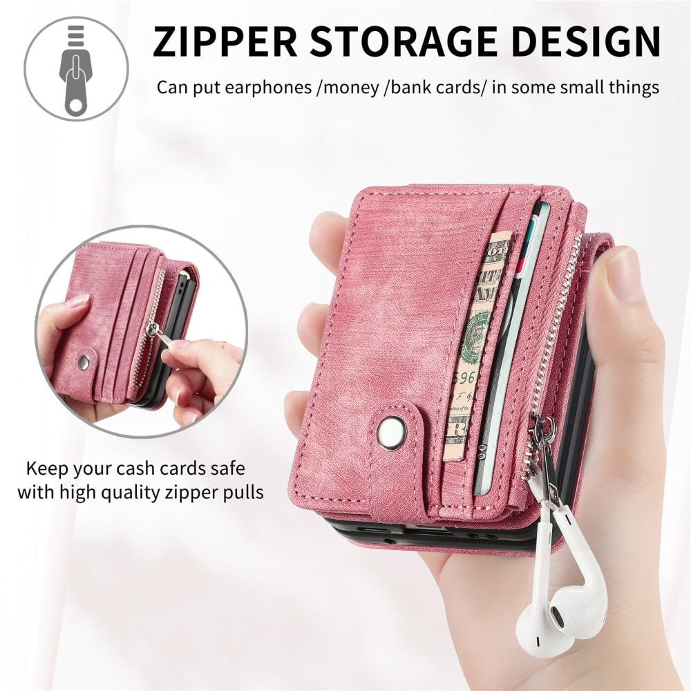 Suojakotelo Zipper Multi-slot Samsung Galaxy Z Flip 6 vaaleanpunainen