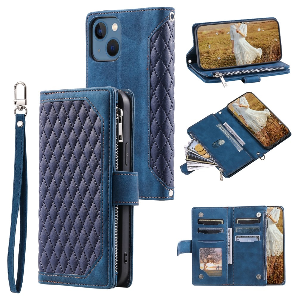 Lompakkolaukku iPhone 15 Quilted Sininen