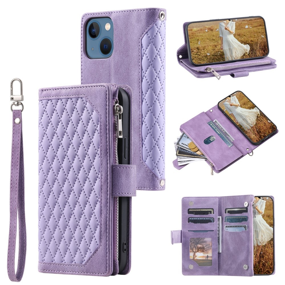 Lompakkolaukku iPhone 15 Quilted Liila