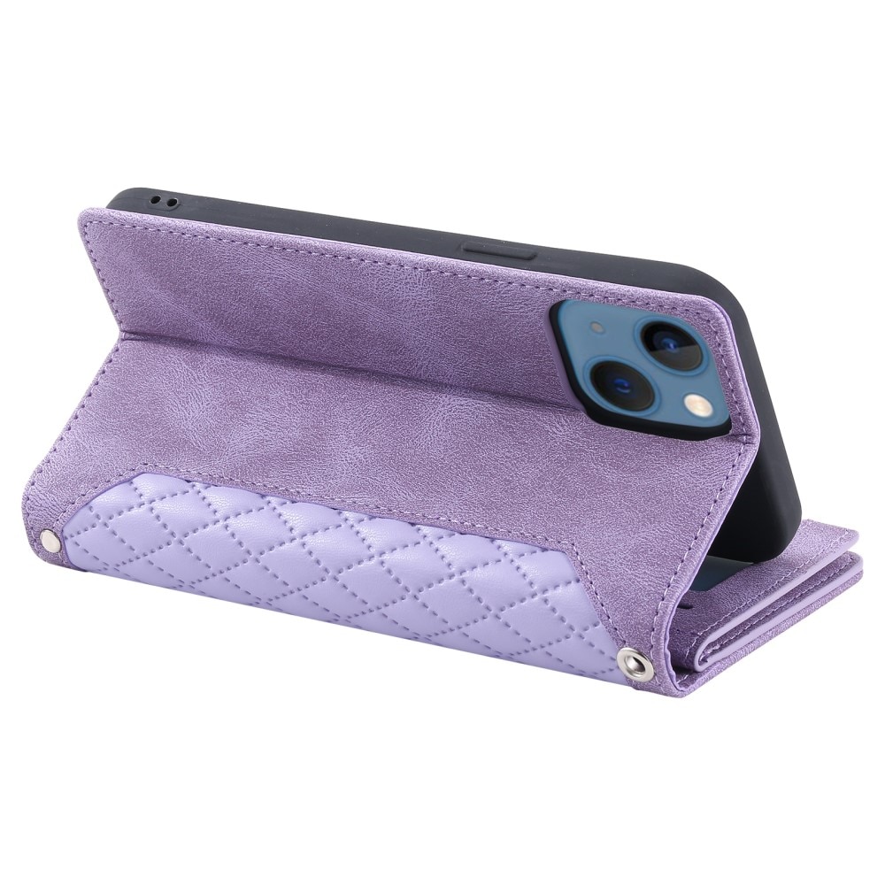 Lompakkolaukku iPhone 15 Quilted Liila