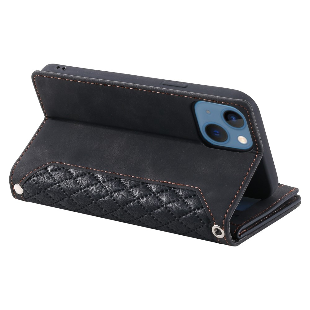 Lompakkolaukku iPhone 15 Plus Quilted Musta