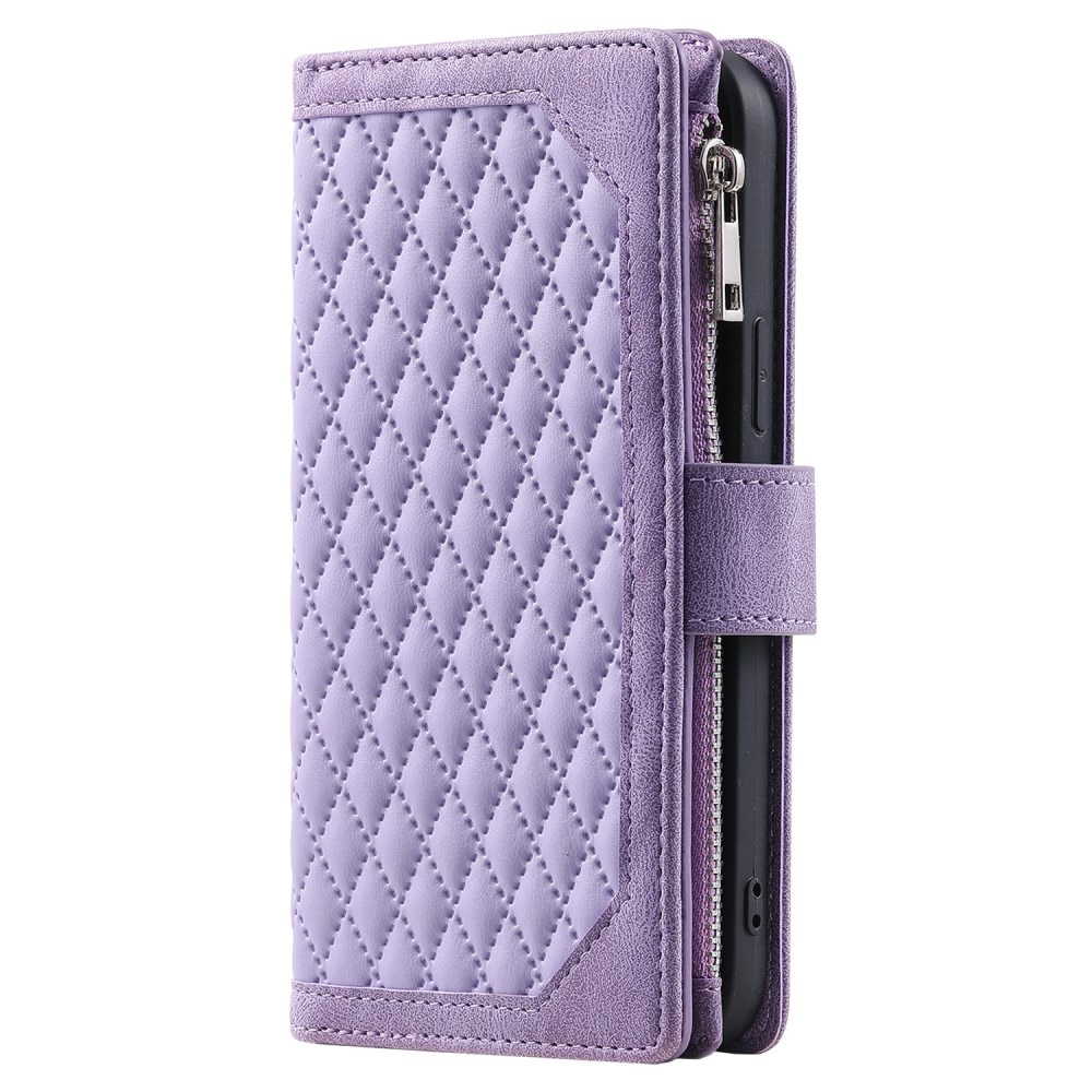 Lompakkolaukku iPhone 15 Pro Quilted Liila